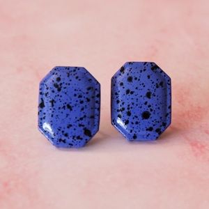 Vintage Blue Speckled Enamel Earrings